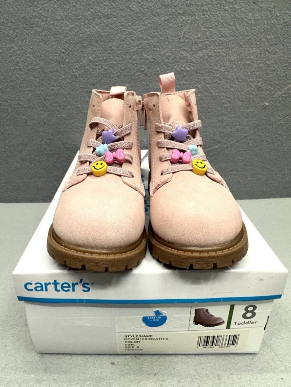Carter's Beatris Girls Ankle Boots Toddler Size 8 Pink Side Zip Closure CF25M10B